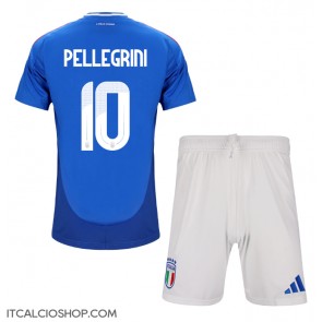 Italia Lorenzo Pellegrini #10 Prima Maglia Bambino Europei 2024 Manica Corta (+ Pantaloni corti)